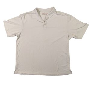 Tommy Bahama Ivory Beige Striped Short Sleeve Polo Shirt - Men's Size XL Basic